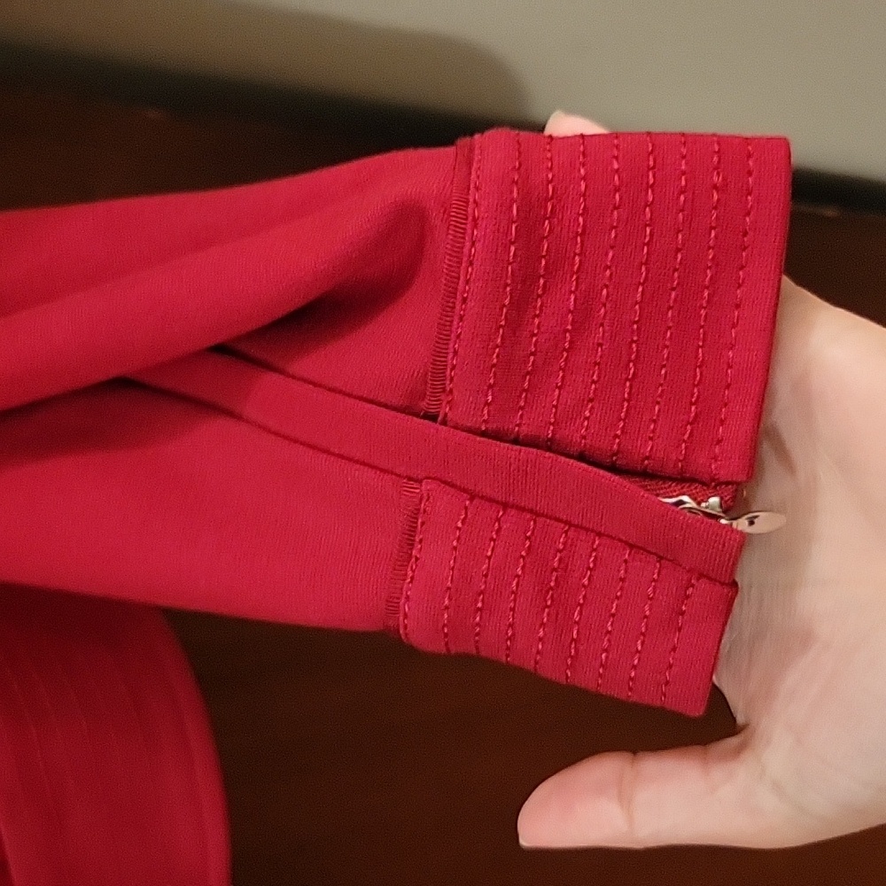 WHBM | Red Moto Style Office Jacket with Ruffle Detail - size 10P - Picture 7 of 12